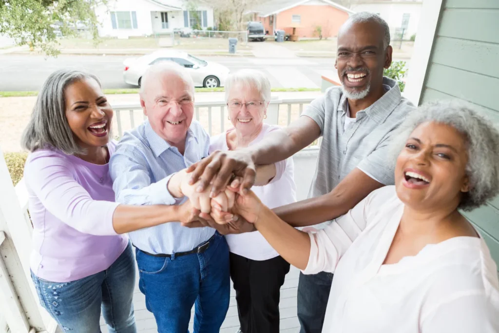 Community of people with hands all in